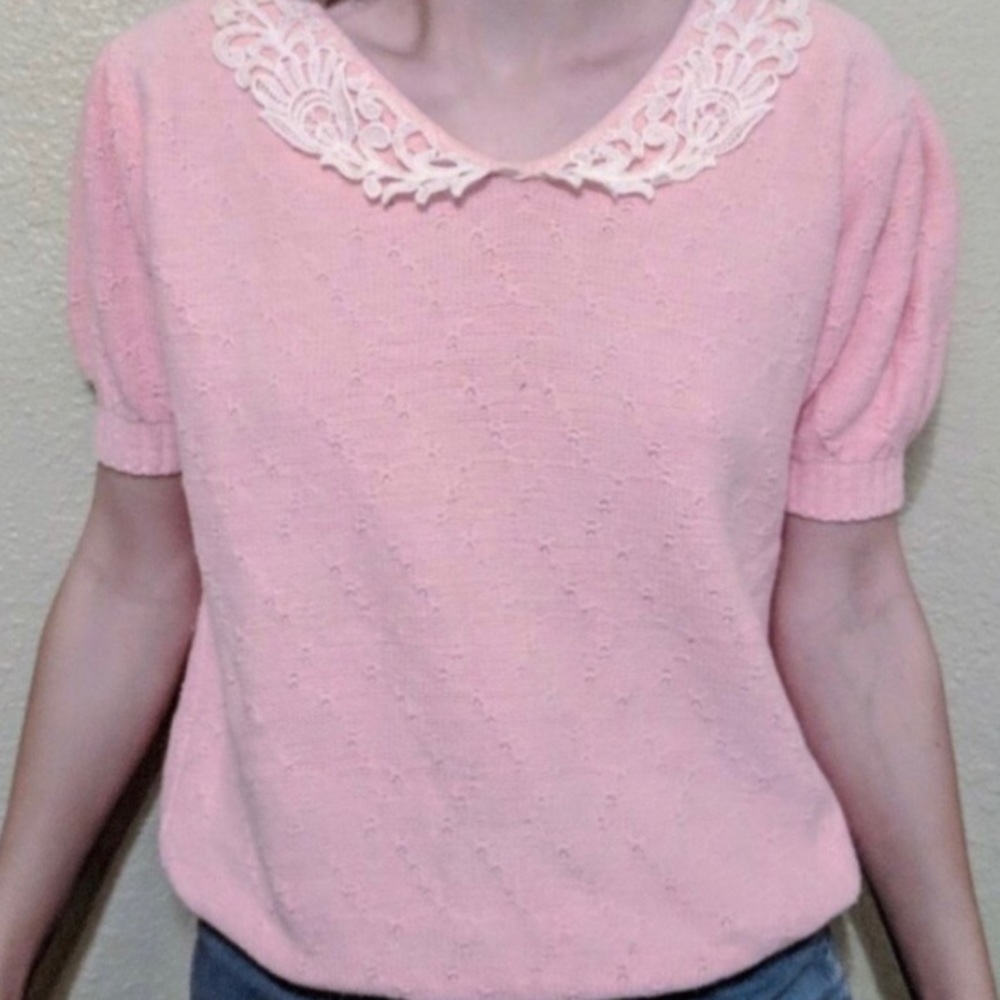 pink collared sweater